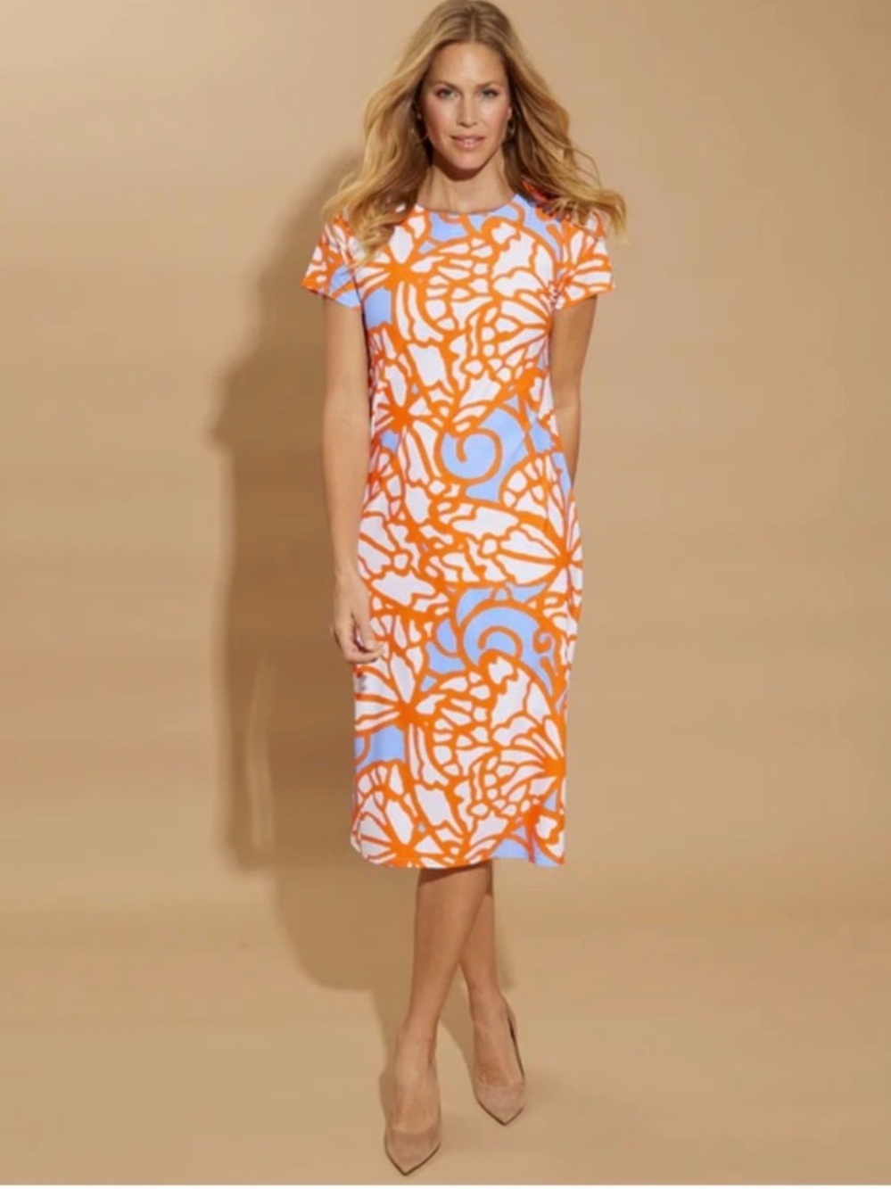Jude Connally Jude fabric Orange & Light Blue Floral Shift Dress - Women